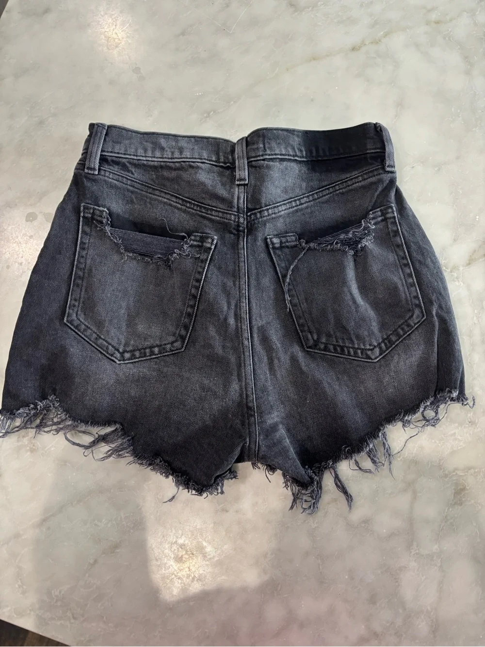Abercrombie & Fitch Black Distressed Ultra High-Rise Denim Mom Shorts- Curve Lov